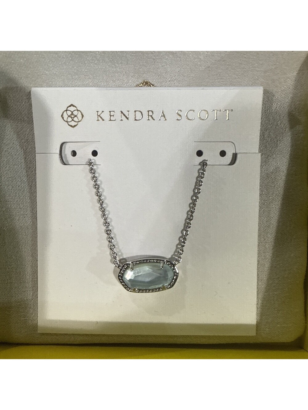 NWT Kendra Scott Elisa Light Blue Illusion Short Necklace Silver Tone March